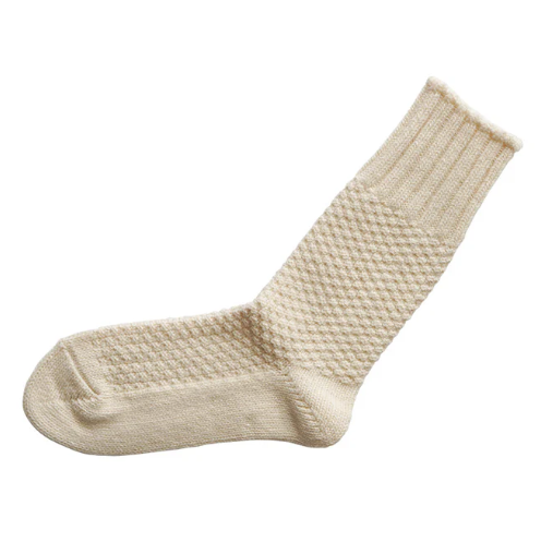 Wool Cotton Boot Socks in Ivory, from Knitwin