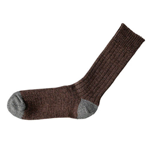 Luxurious Cotton Ribbed Socks in Brown, from Knitwin