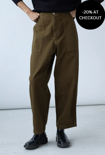 Painter Pant in Dark Olive, from Shaina Mote