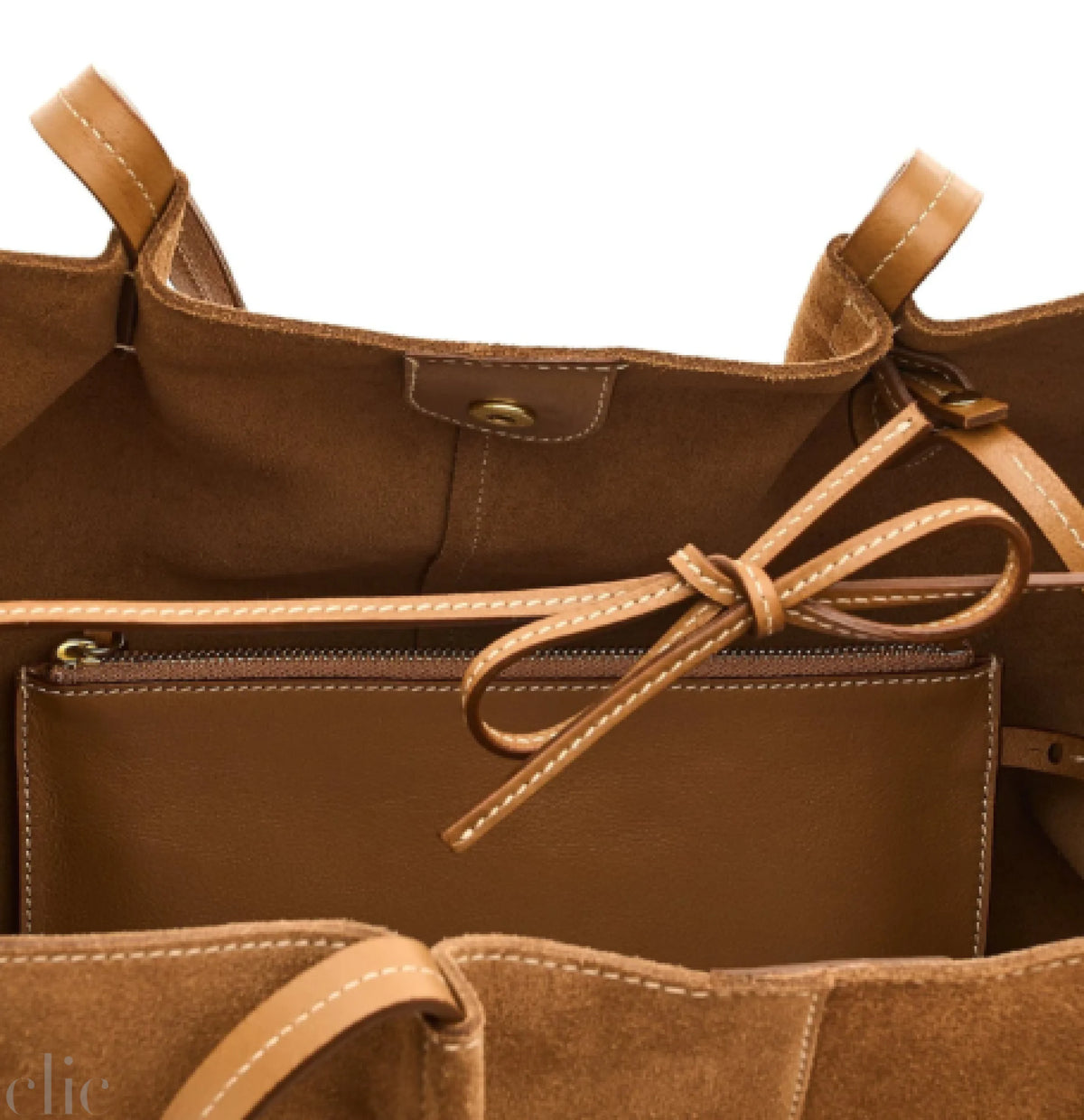 Nina Suede Tote Bag in Gianduia, from IL Bisonte