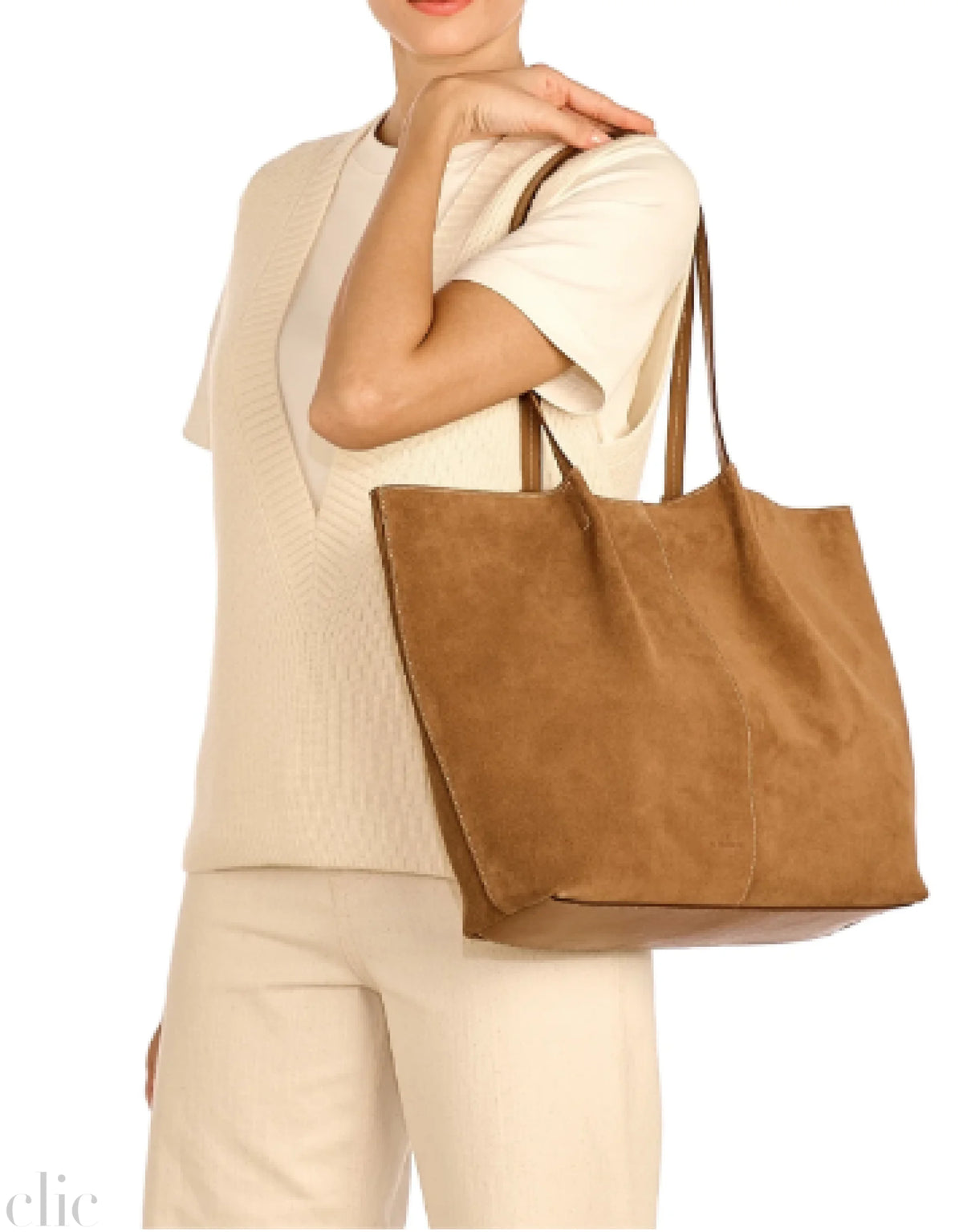 Nina Suede Tote Bag in Gianduia, from IL Bisonte