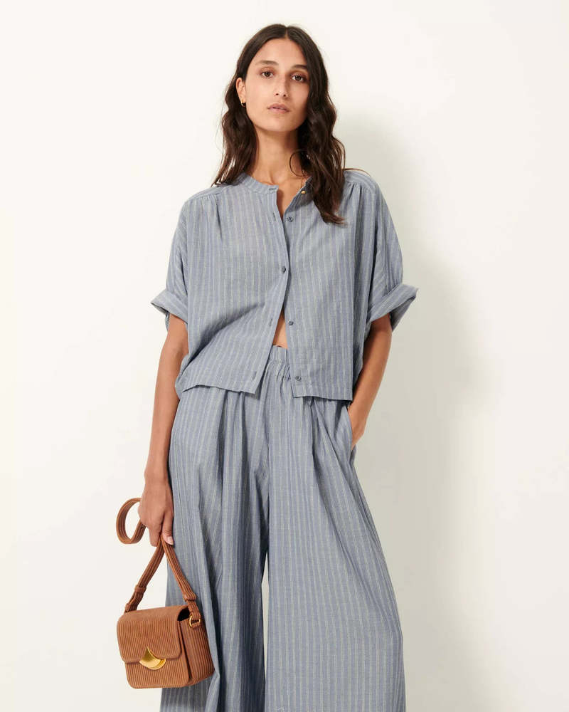 Reva Short Blouse in Chambray Blue, from Sessun