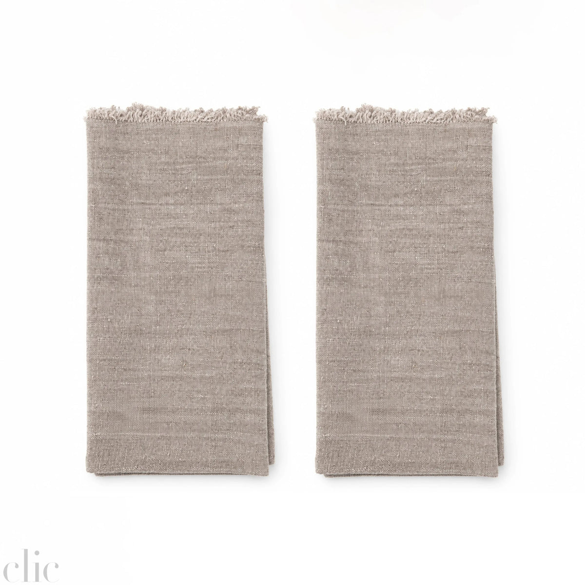 Set of 2 Natural Linen Napkins with Fringes 20x20, from Linen Tales