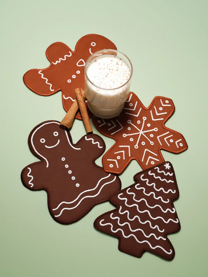 Set of 4 Ginger Bread Cocktail Napkins, from Piecework