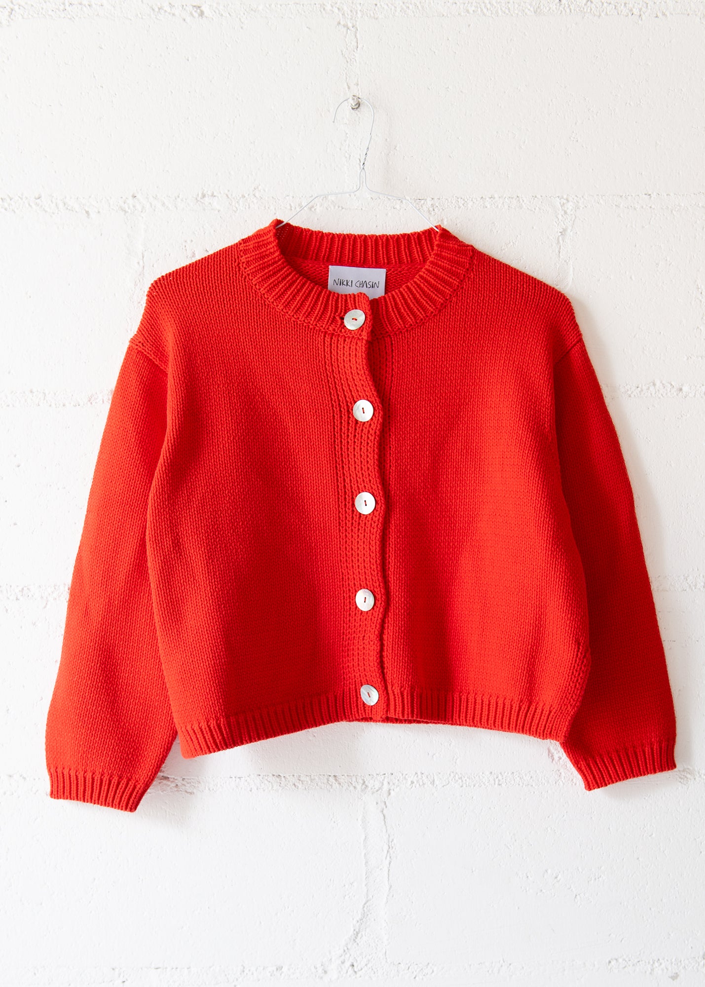 Shipley Cardigan in Coral, from Nikki Chasin