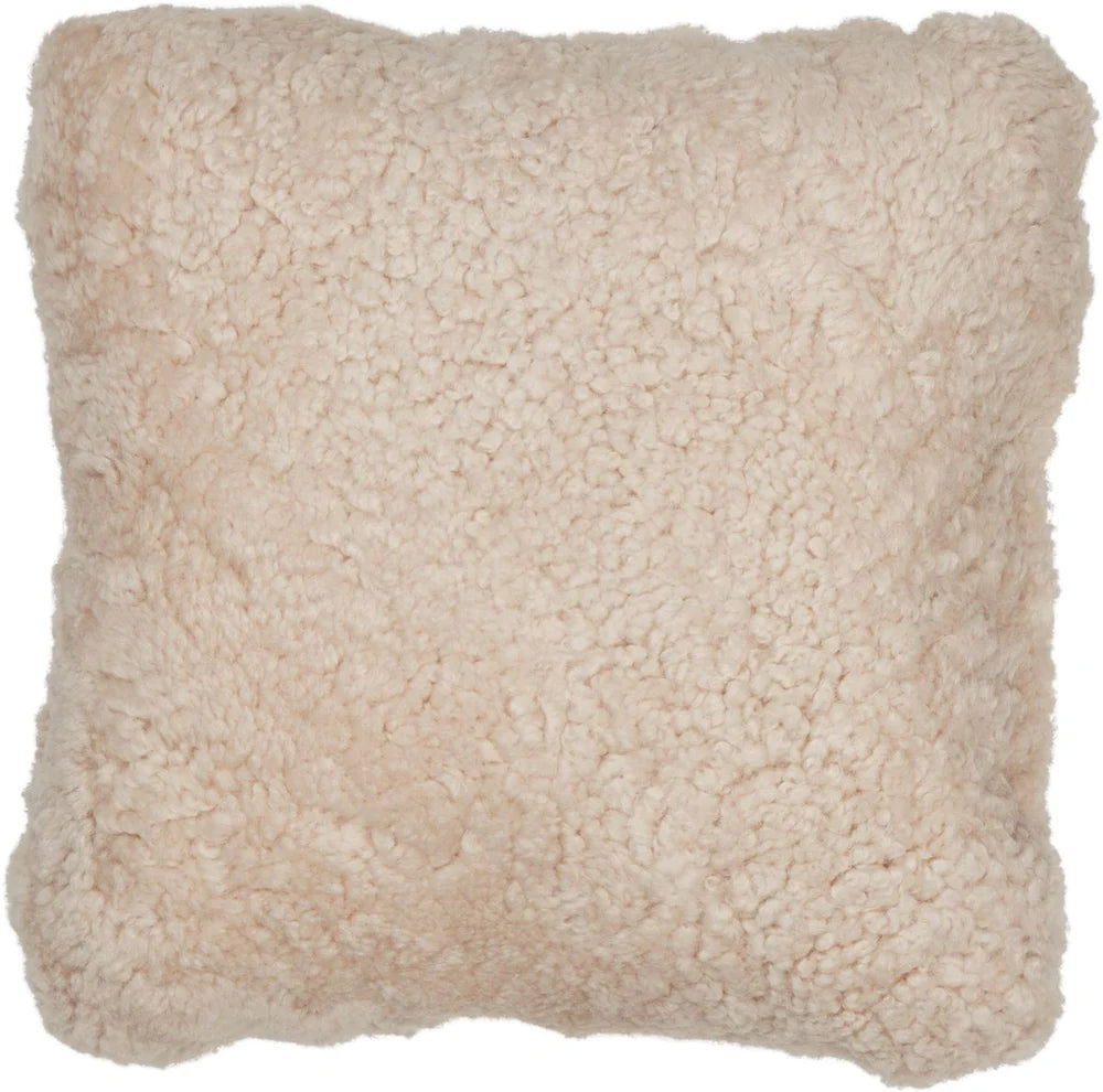 Short Wool Sheepskin Cushion in Pearl