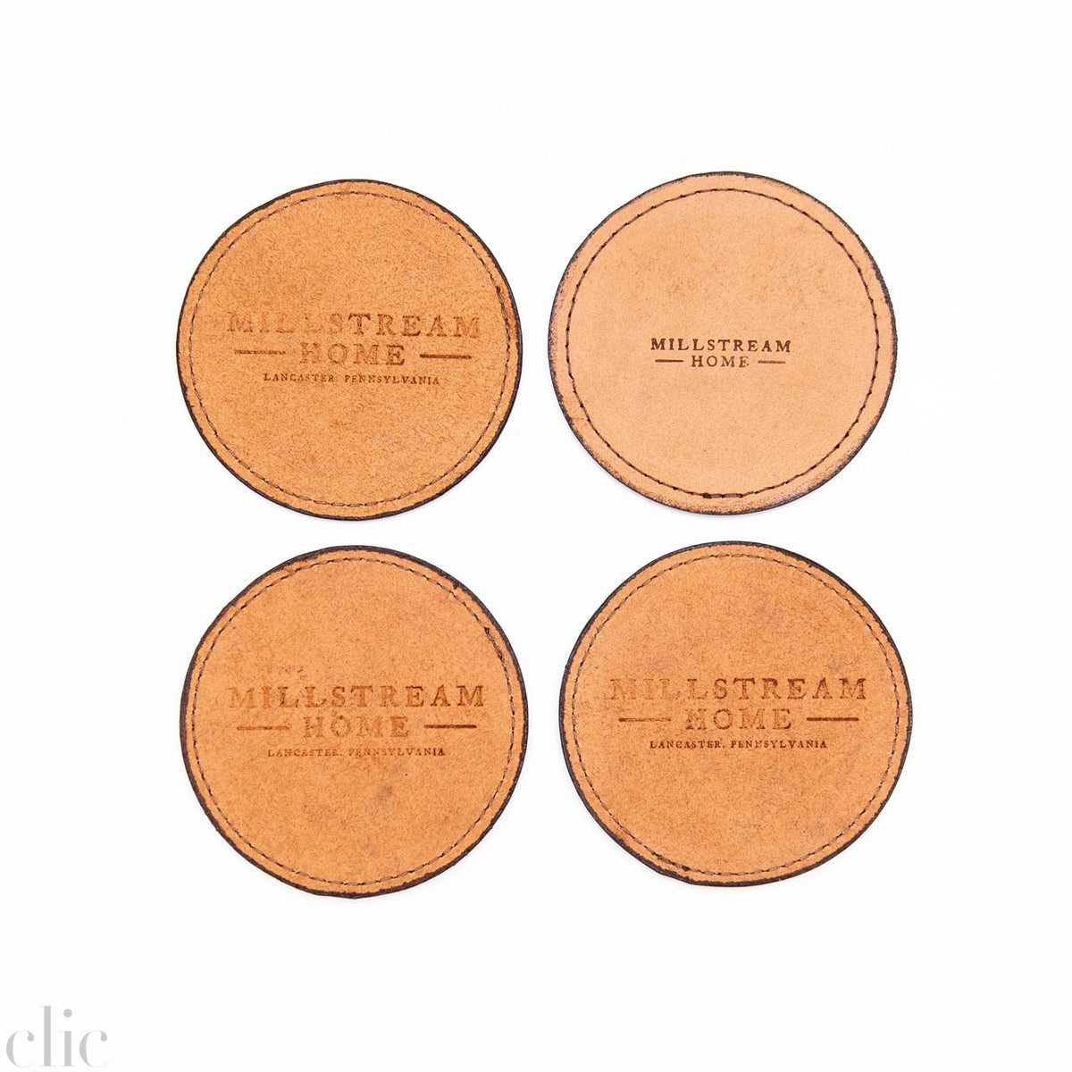 Leather Coaster Set of 4 in Camel