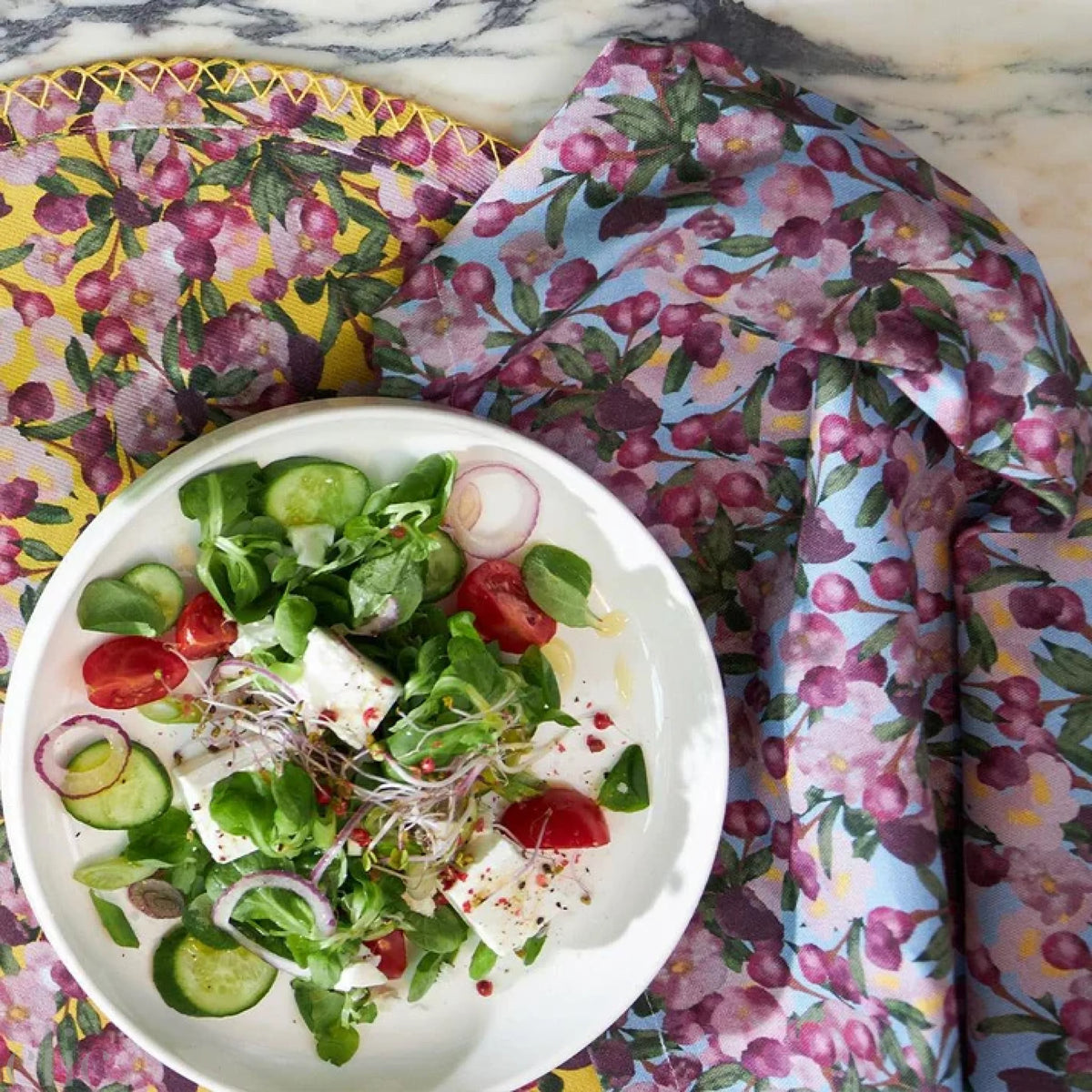 Set of Six Napkins in Romace is Dead Blue, from Sophie Williamson Design