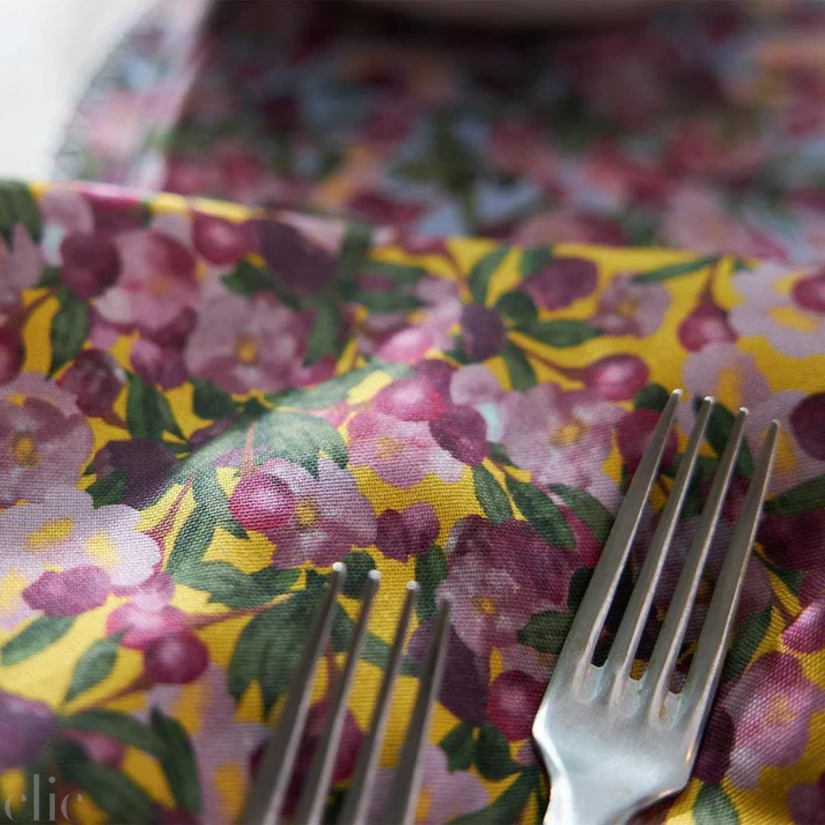 Set of Six Napkins in Romace is Dead Yellow, from Sophie Williamson Design