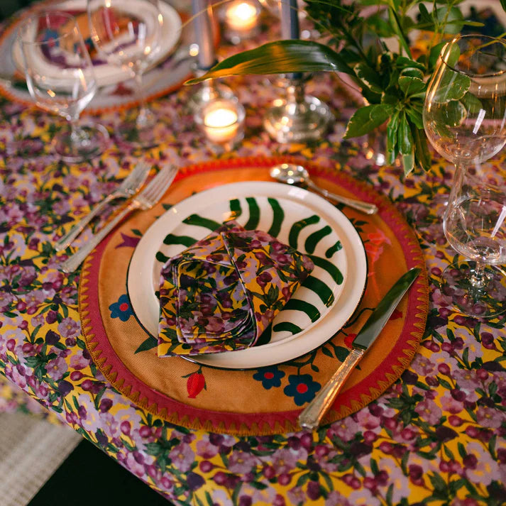 Set of Six Napkins in Romace is Dead Yellow, from Sophie Williamson Design