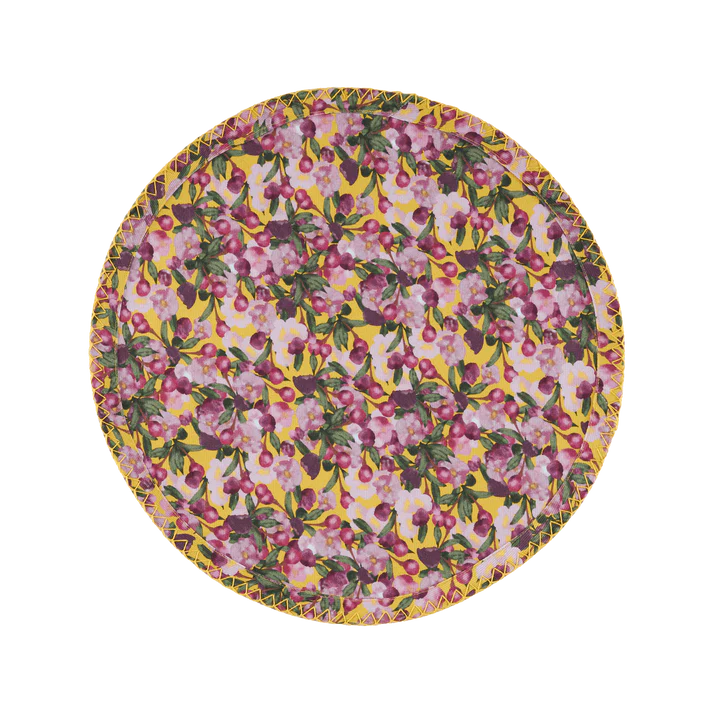 Set of Six Round Placemats in Romace is Dead Yellow, from, Sophie Williamson Design