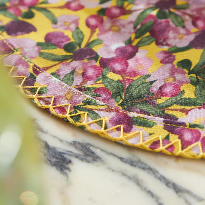Set of Six Round Placemats in Romace is Dead Yellow, from, Sophie Williamson Design