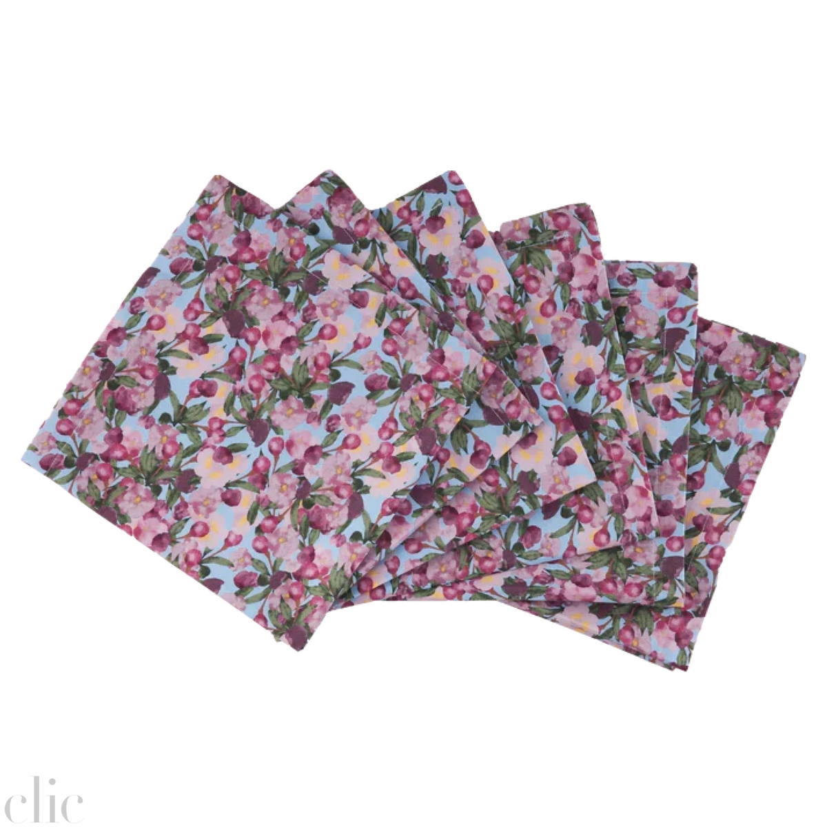Set of Six Napkins in Romace is Dead Blue, from Sophie Williamson Design