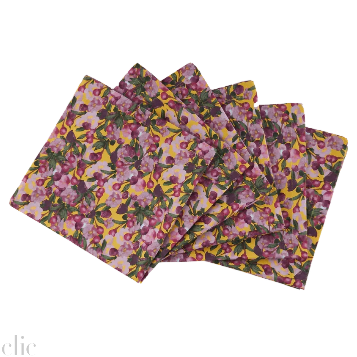 Set of Six Napkins in Romace is Dead Yellow, from Sophie Williamson Design