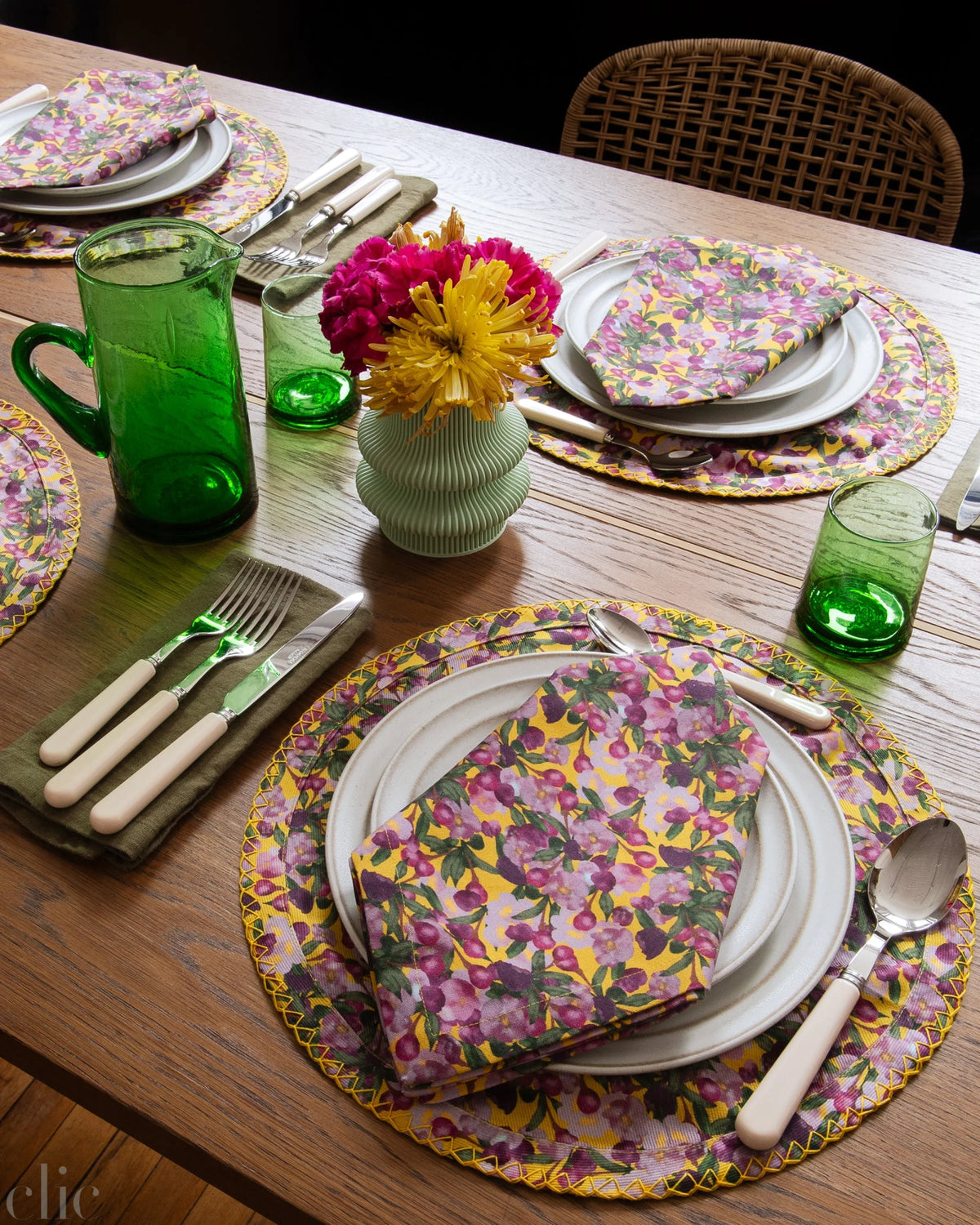 Set of Six Napkins in Romace is Dead Yellow, from Sophie Williamson Design