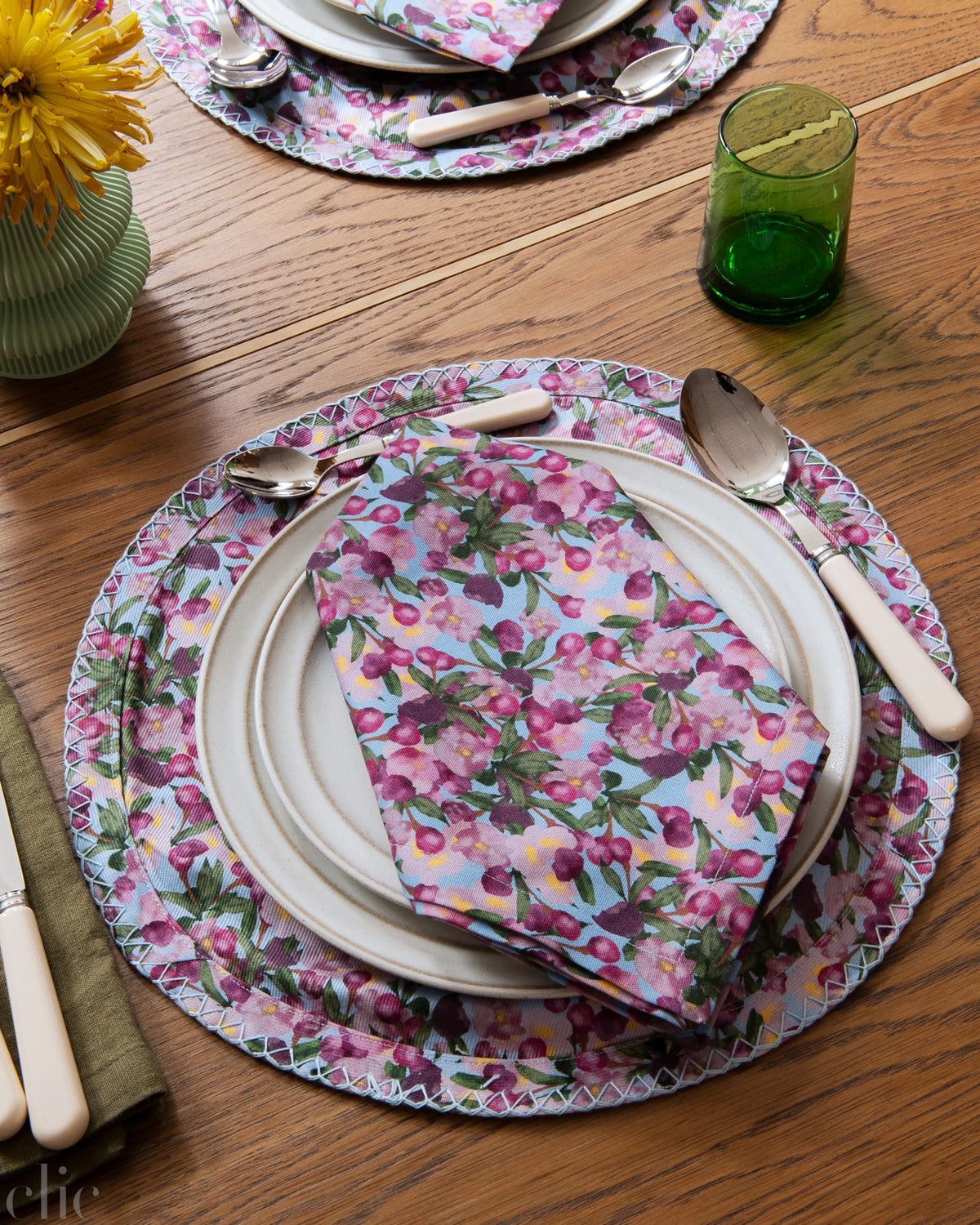 Set of Six Napkins in Romace is Dead Blue, from Sophie Williamson Design