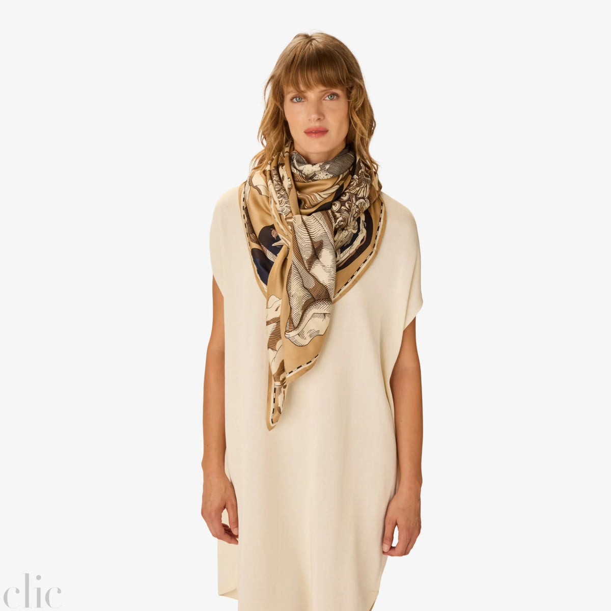Square Archives Scarf in Natural, from Inoui Editions