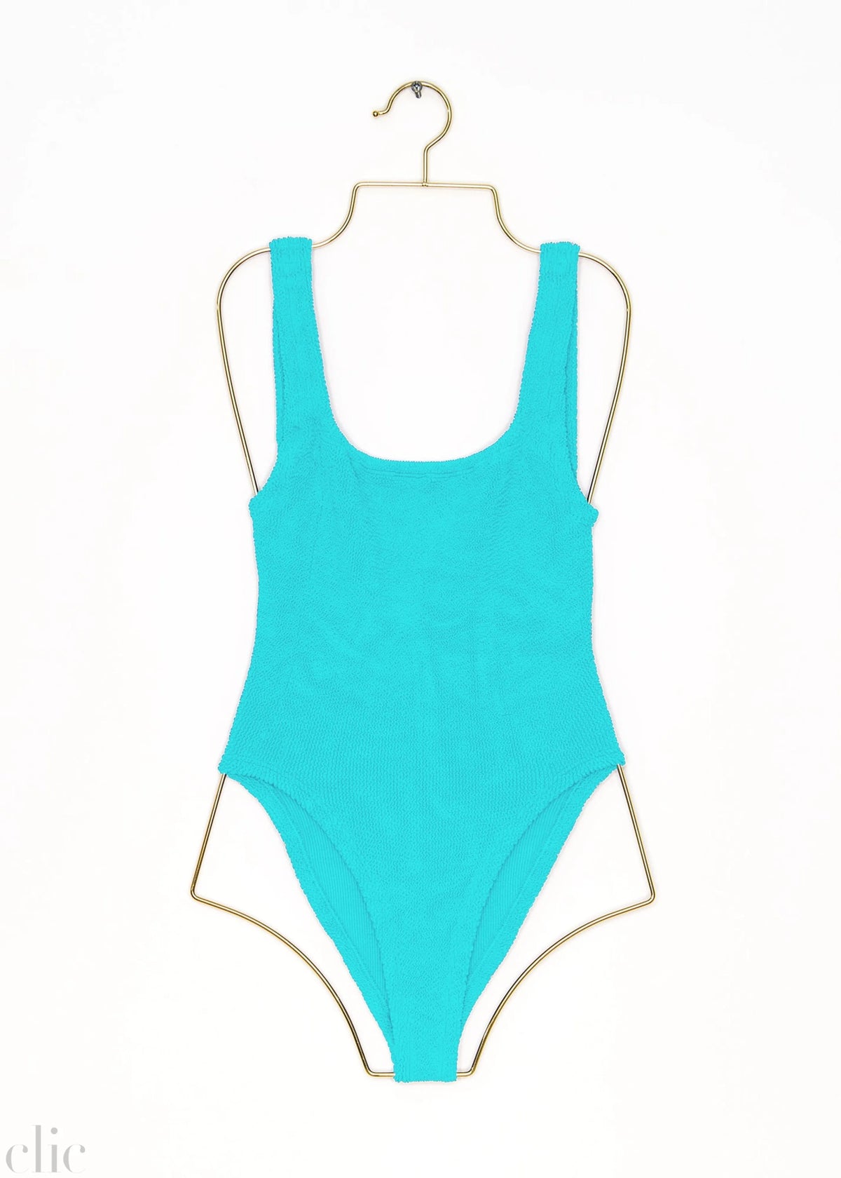 Square Neck Swimsuit in Aqua, from Hunza G
