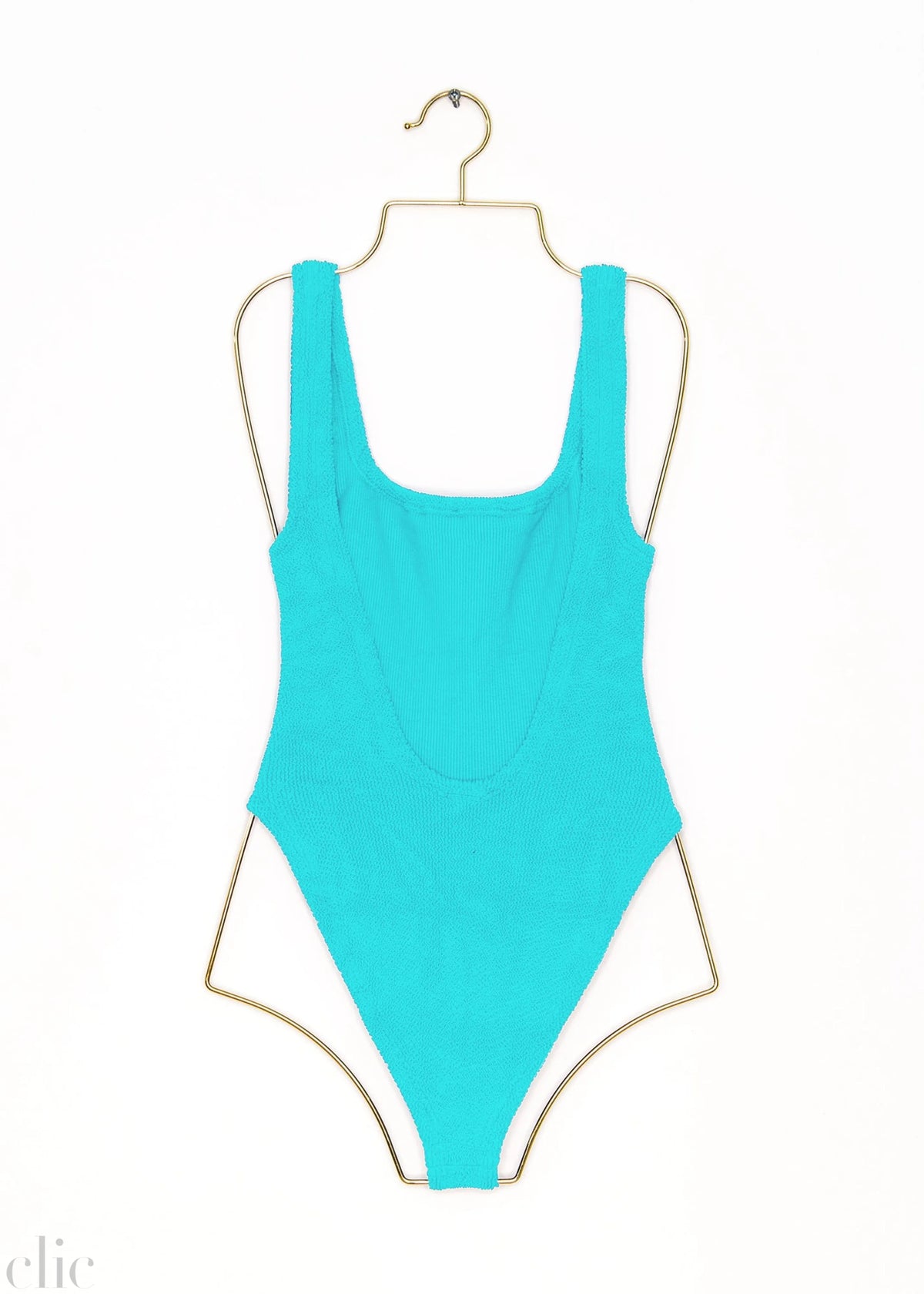 Square Neck Swimsuit in Aqua, from Hunza G