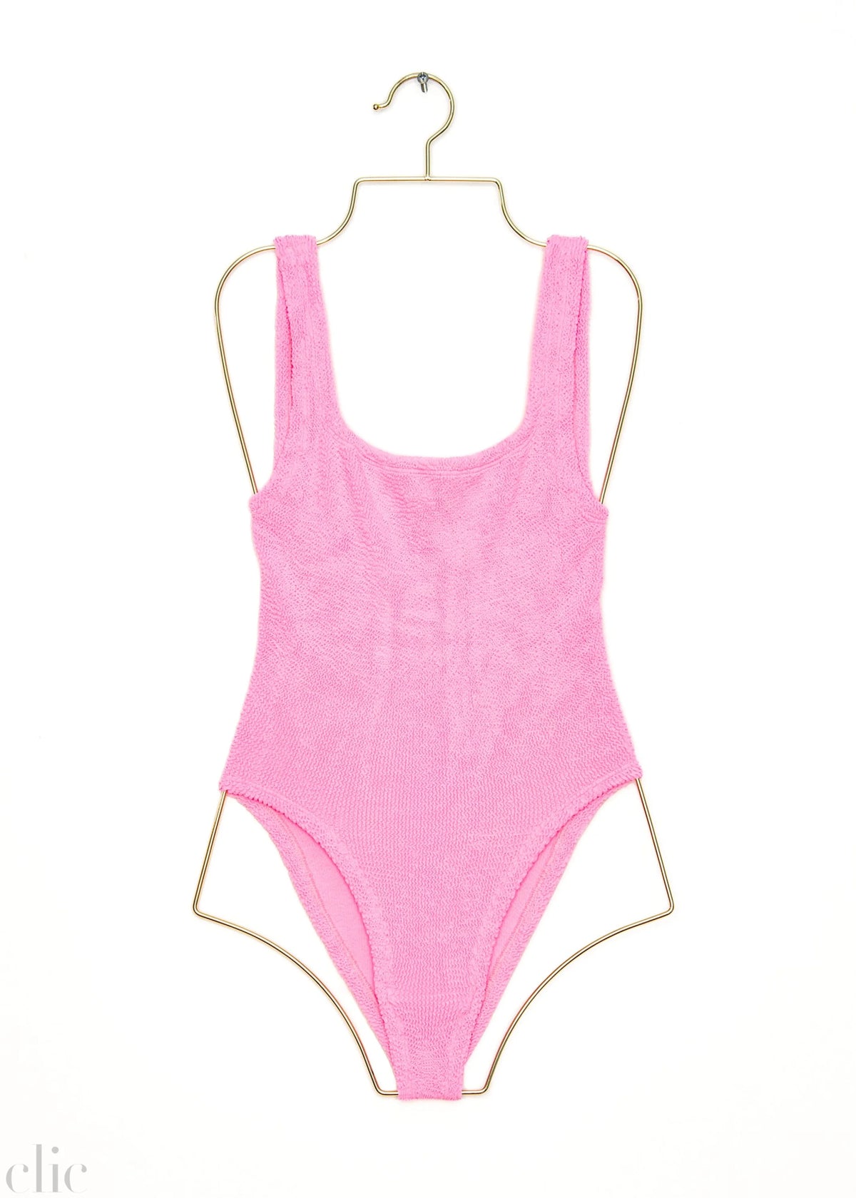 Square Neck Swimsuit in Bubblegum, from Hunza G