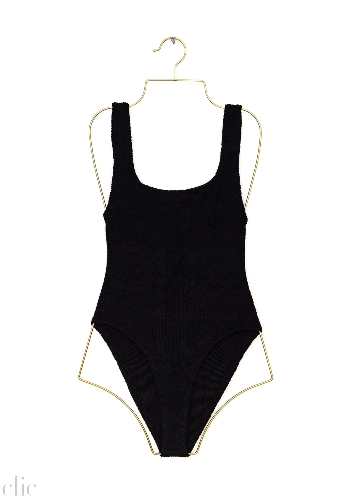 Square Neck Swimsuit in Black, from Hunza G