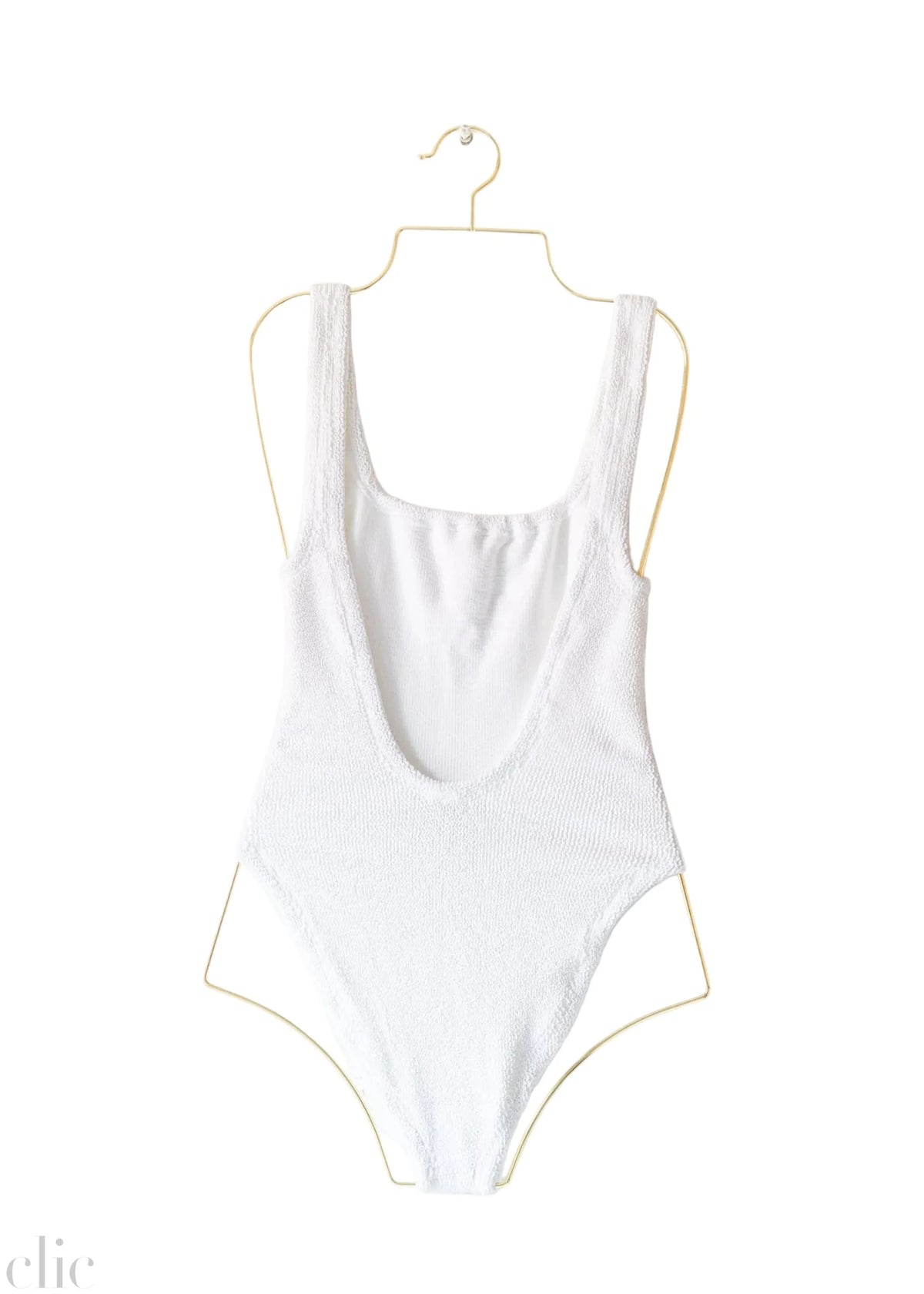 Square Neck Swimsuit in White, from Hunza G