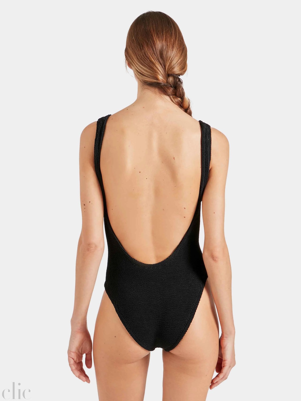 Square Neck Swimsuit in Black, from Hunza G