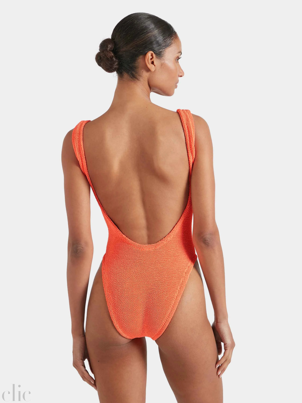 Square Neck Swimsuit in Orange, from Hunza G