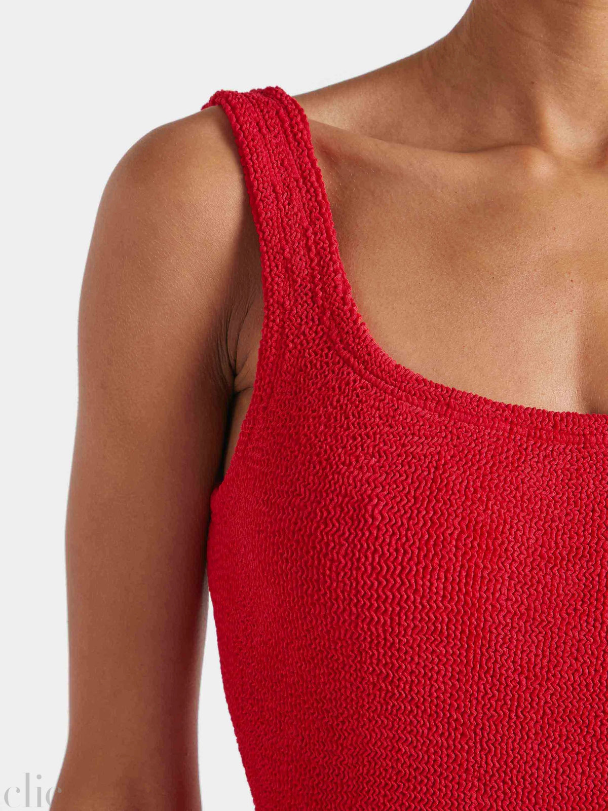 Square Neck Swimsuit in Red, from Hunza G