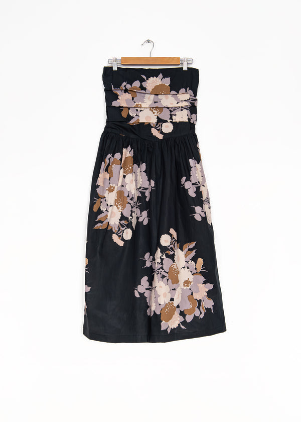 St Tropez Frock Dress with Big Flower in Black Base, from Yvonne S