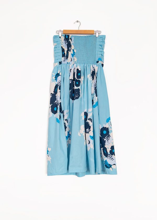 St Tropez Frock Dress with Big Flower in Piscina Base, from Yvonne S