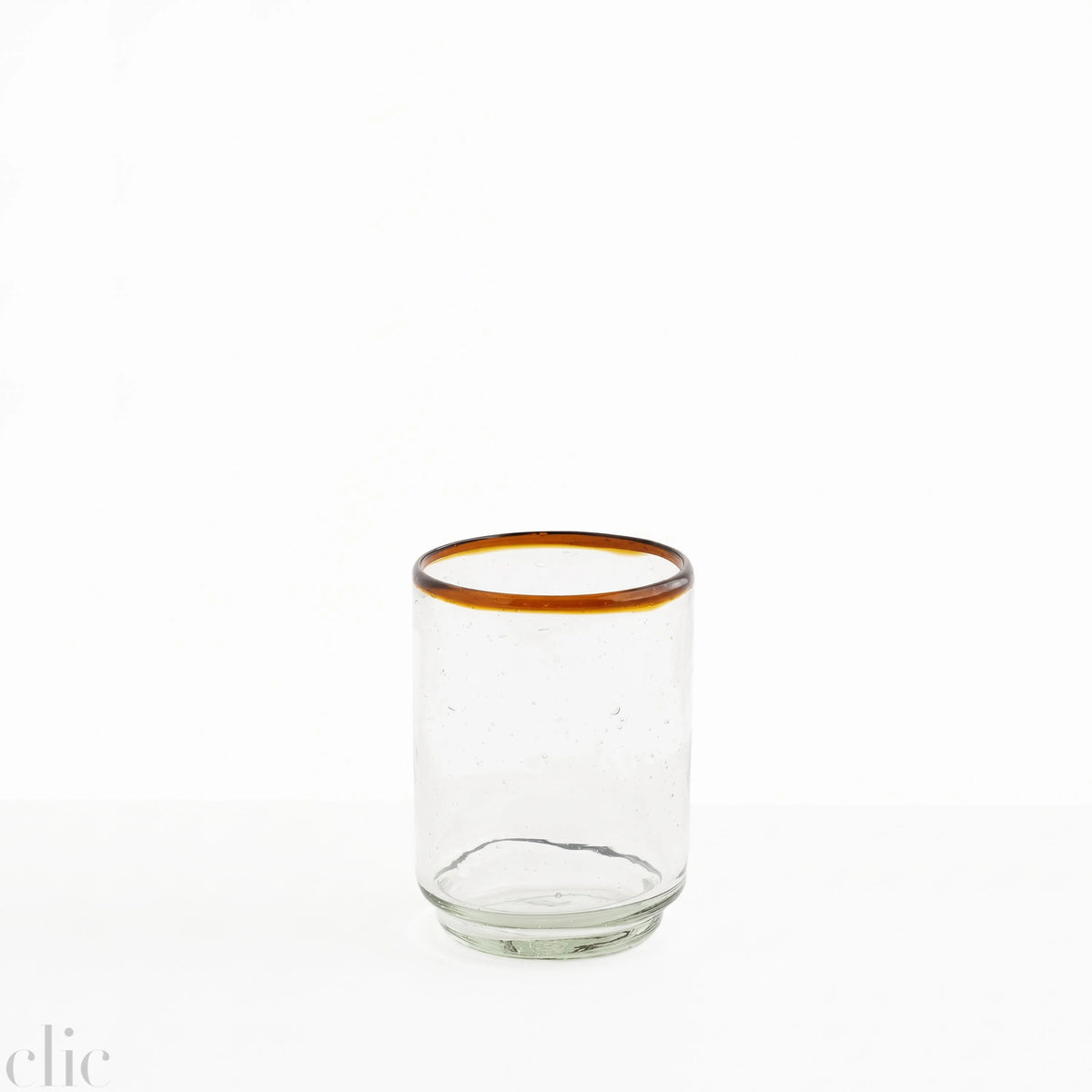 Stacking Drinking Glasses with Amber Rim