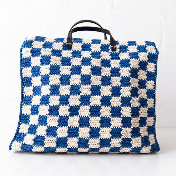 Summer Simple Tote in Cobalt and Cream, from Clare V