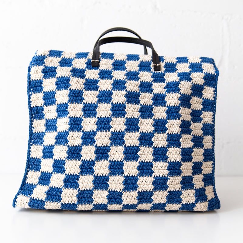 Summer Simple Tote in Cobalt and Cream, from Clare V