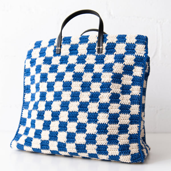 Summer Simple Tote in Cobalt and Cream, from Clare V
