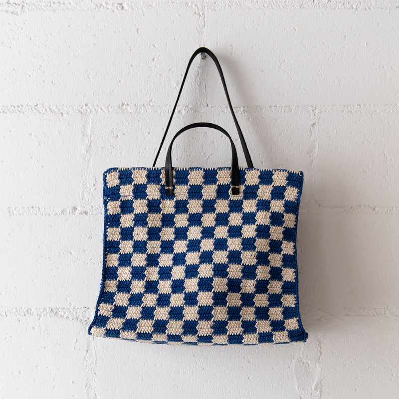 Summer Simple Tote in Cobalt and Cream, from Clare V