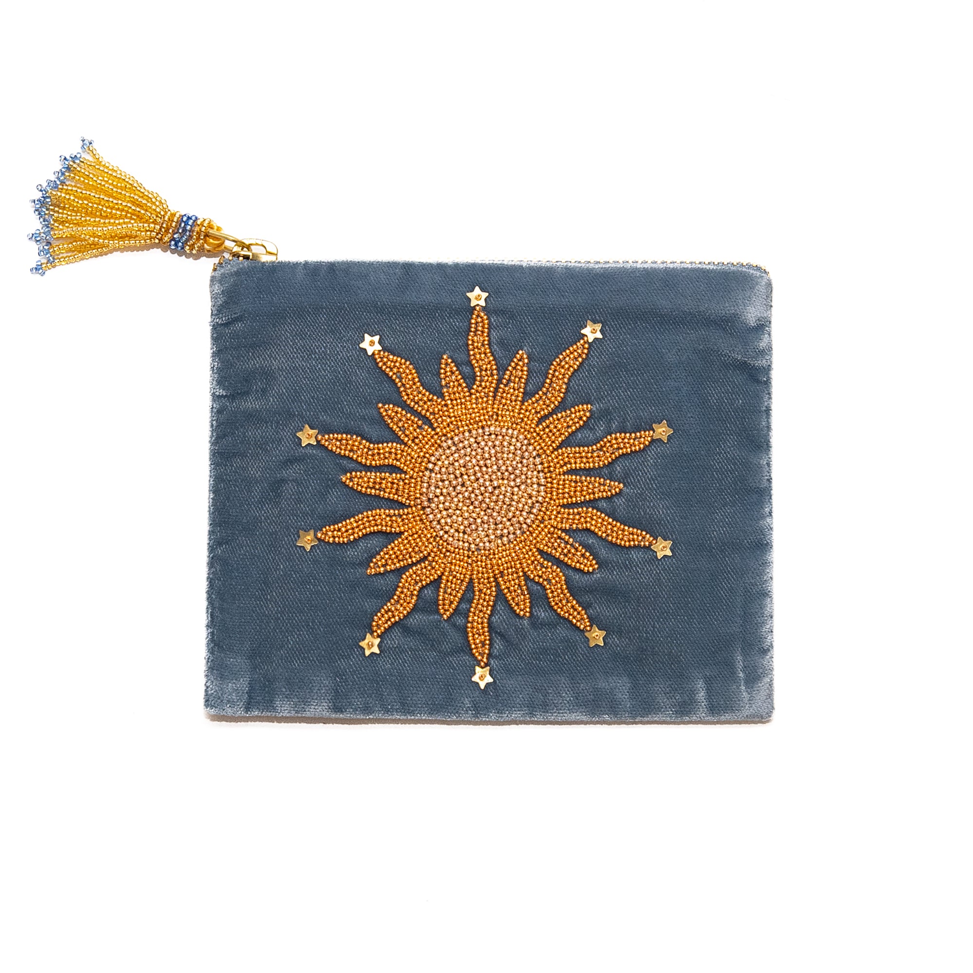 Sun Velvet Pouch in Blue, from Olivia dar
