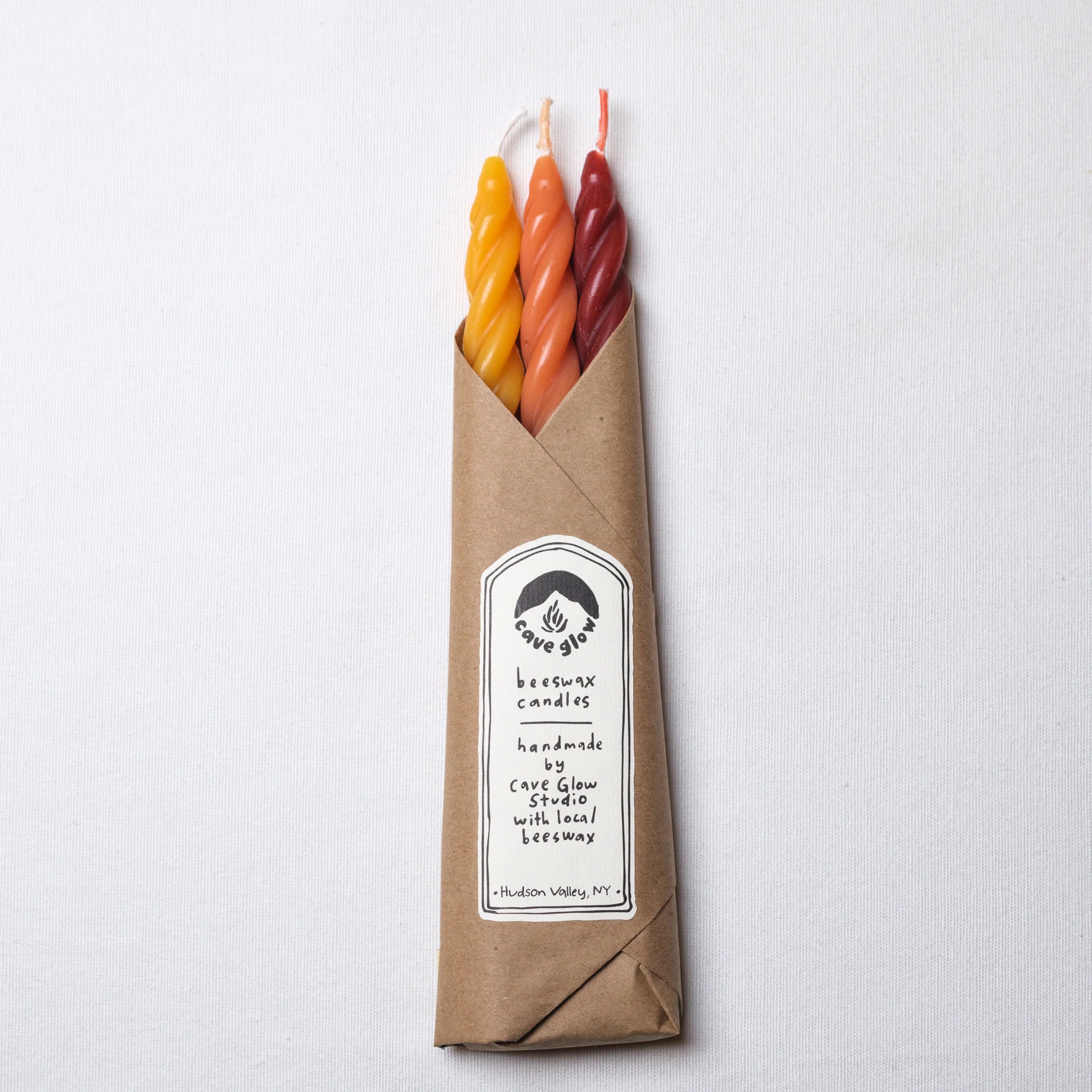 Spiral Taper Candles in Sunrise, from Cave Glow