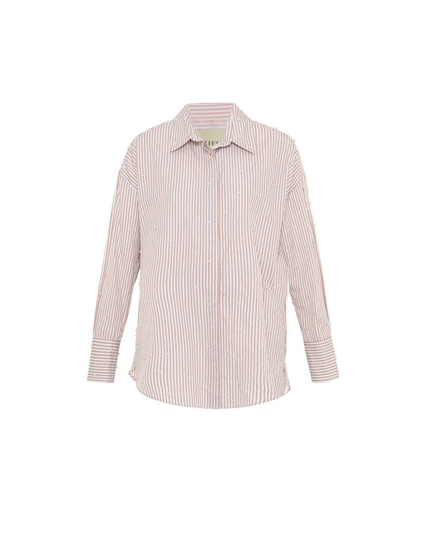 Echo Pearly Shirt in Sand and Pearl, from Theo the Label