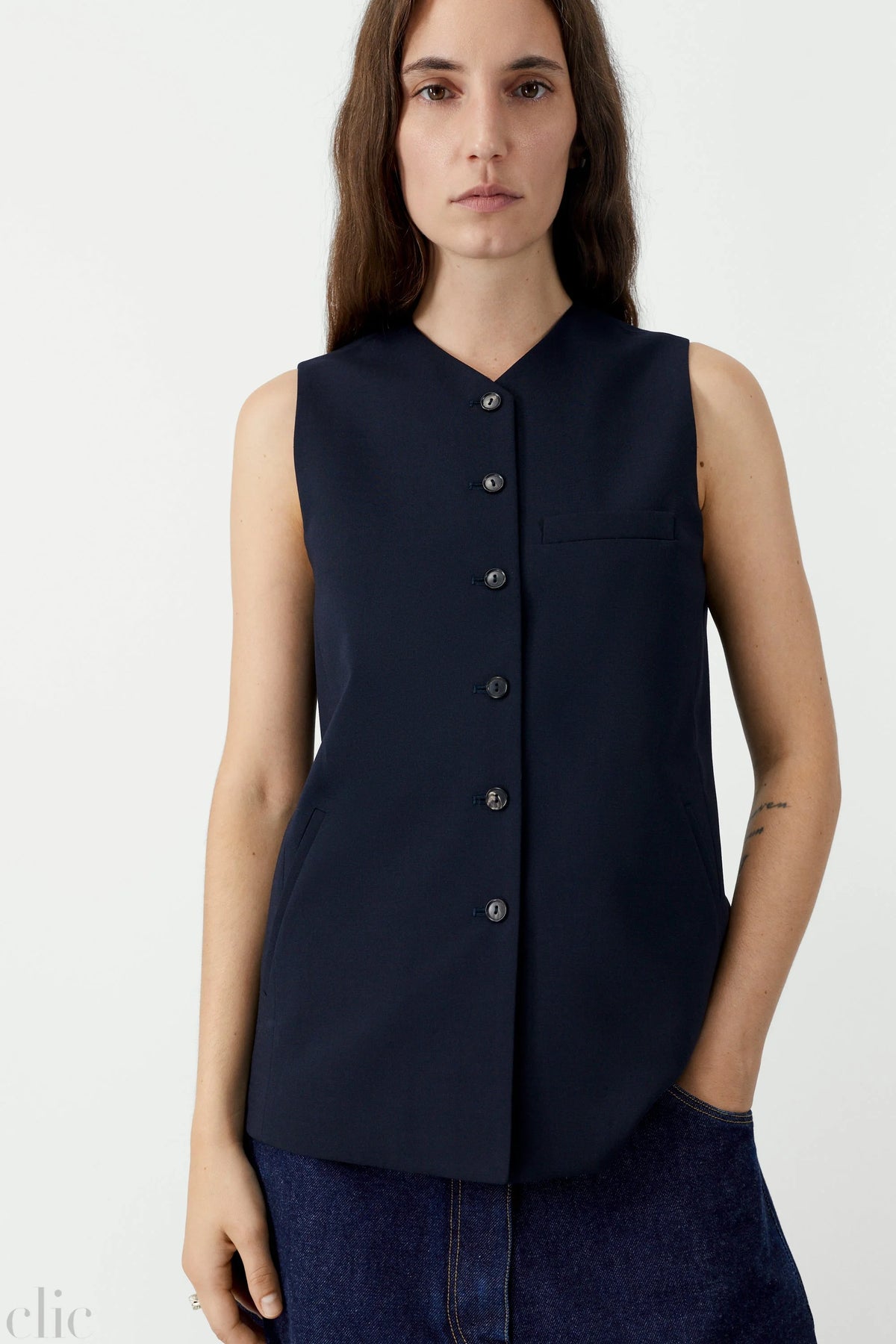 Tailored Vest in Navy, from Cordera