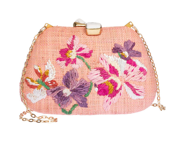 Tamu Bean Clutch in Pink & Ivory Floral, from Rafé New York