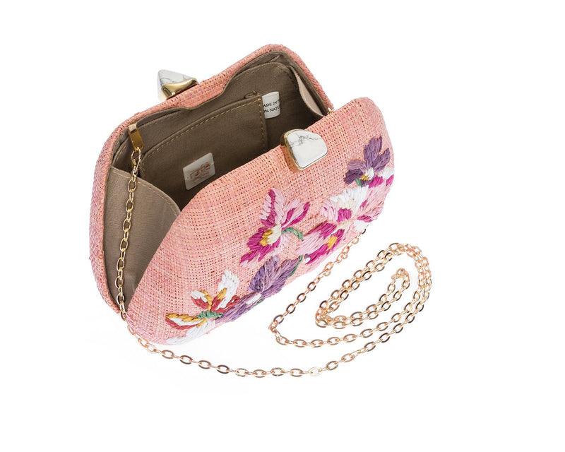 Tamu Bean Clutch in Pink & Ivory Floral, from Rafé New York