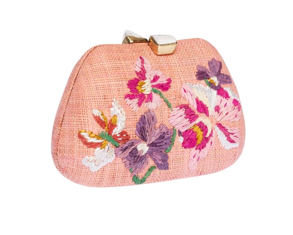 Tamu Bean Clutch in Pink & Ivory Floral, from Rafé New York