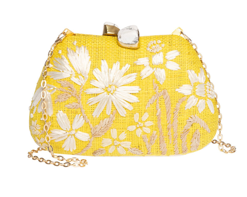 Tamu Bean Clutch in Yellow & White Floral, from Rafé New York