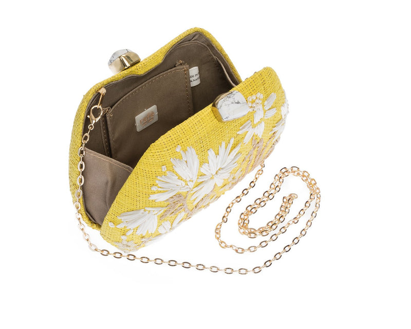 Tamu Bean Clutch in Yellow & White Floral, from Rafé New York