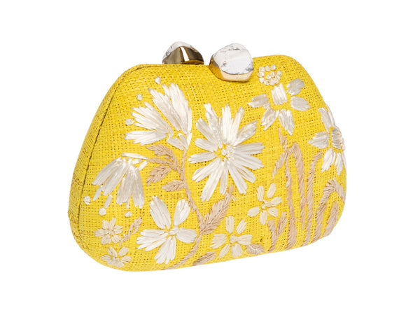 Tamu Bean Clutch in Yellow & White Floral, from Rafé New York