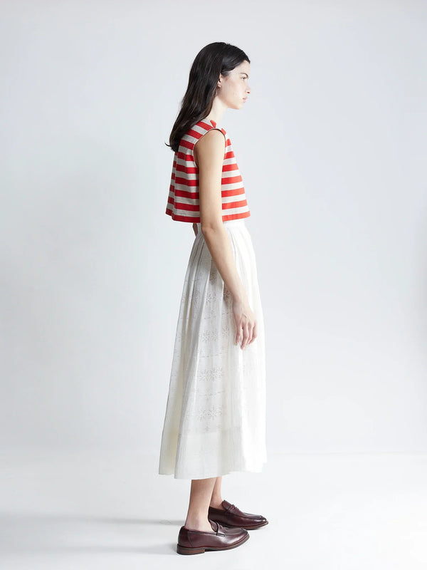 Sleeveless Stripe Crop Top in Red & Sandalwood, from The Salting