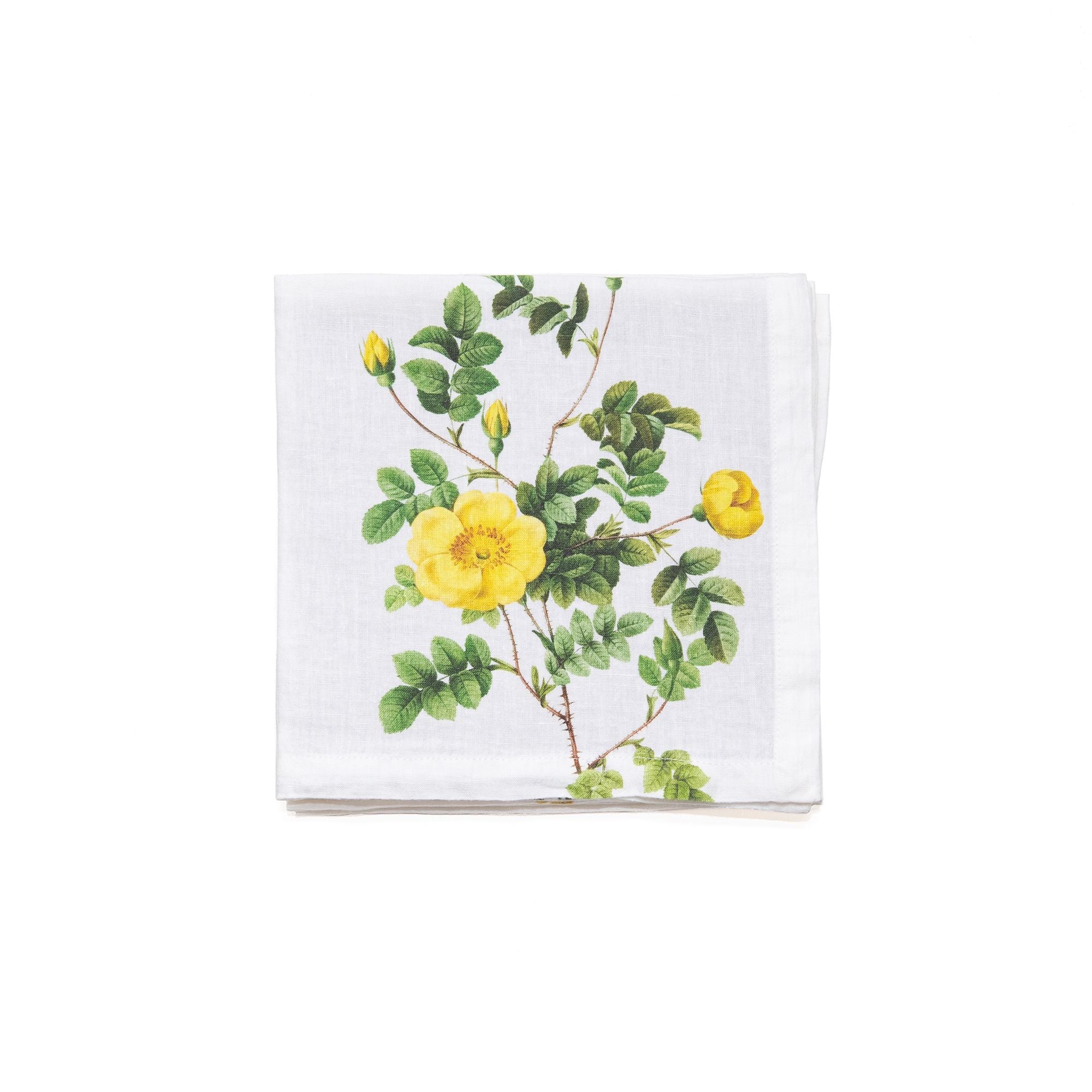 Set of 6 Yellow Flowers Napkins, from Linoroom