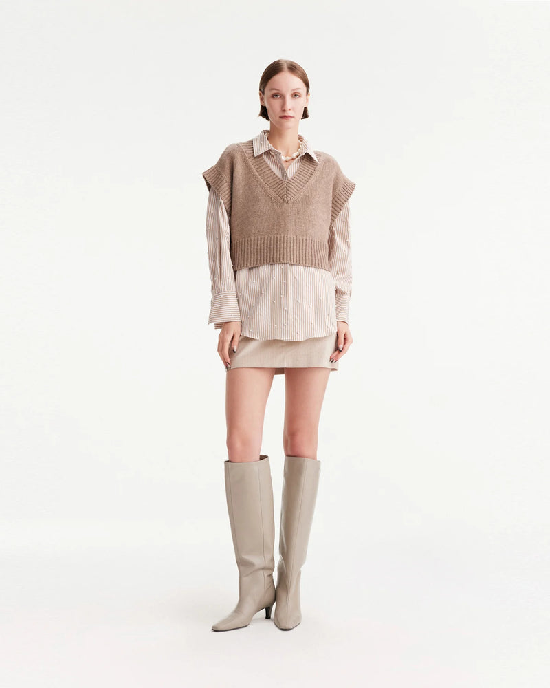 Echo Pearly Shirt in Sand and Pearl, from Theo the Label