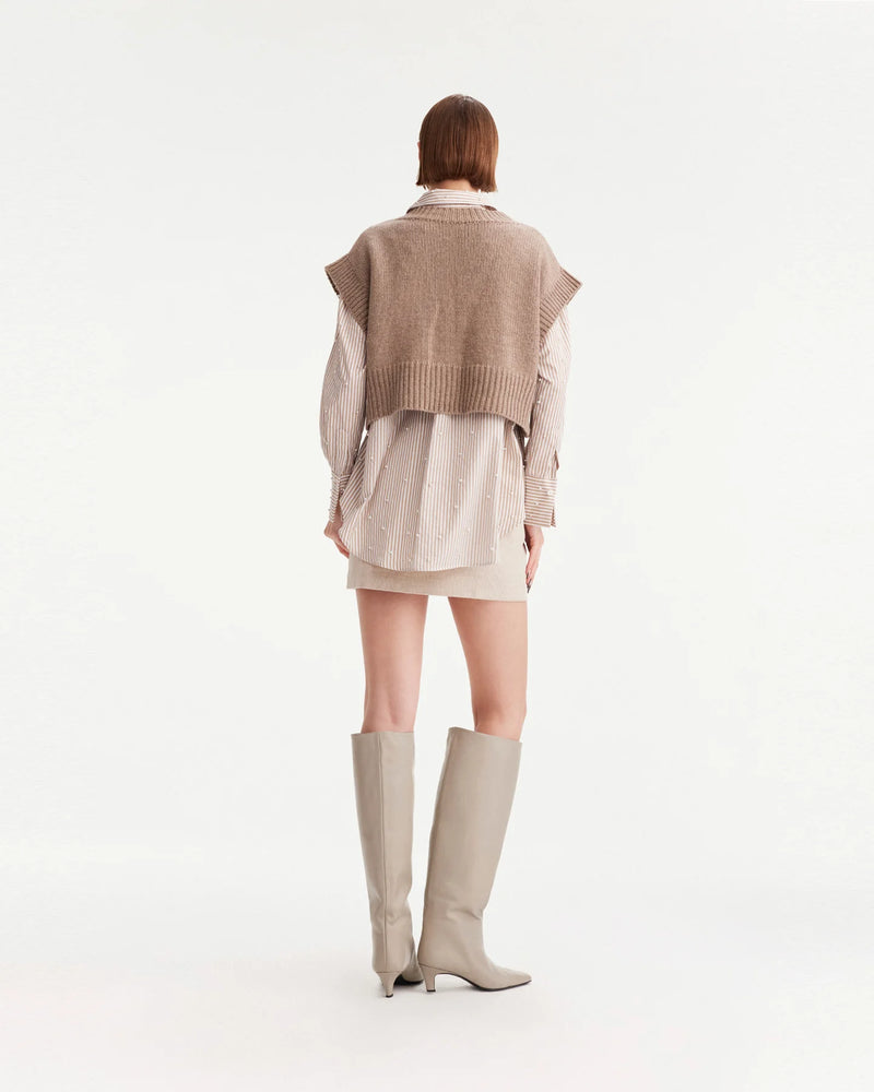 Echo Pearly Shirt in Sand and Pearl, from Theo the Label